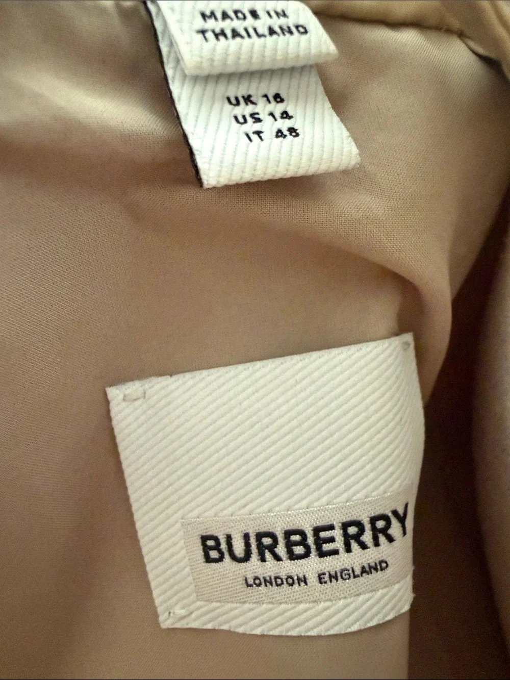 Burberry Beige Long Raincoat with Snap & Zip Front - Picture 15 of 16